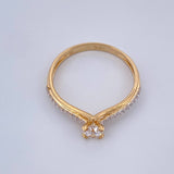Anillo Solitario Puente 2.1gr / T7 1/4 / Dos Oros Amarillo Blanco 18K &