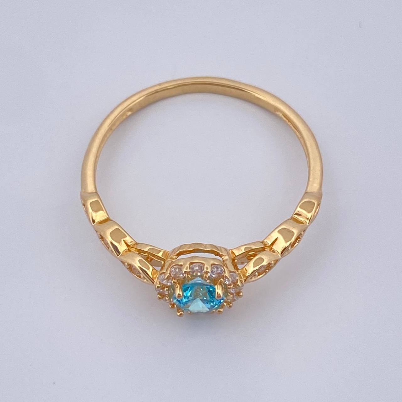 Anillo Halo Ojos 1.85gr / T6 1/2 / Oro Amarillo 18K &