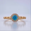 Anillo Solitario Halo Flor Ojos 1.85gr / T7 / Oro Amarillo 18K &