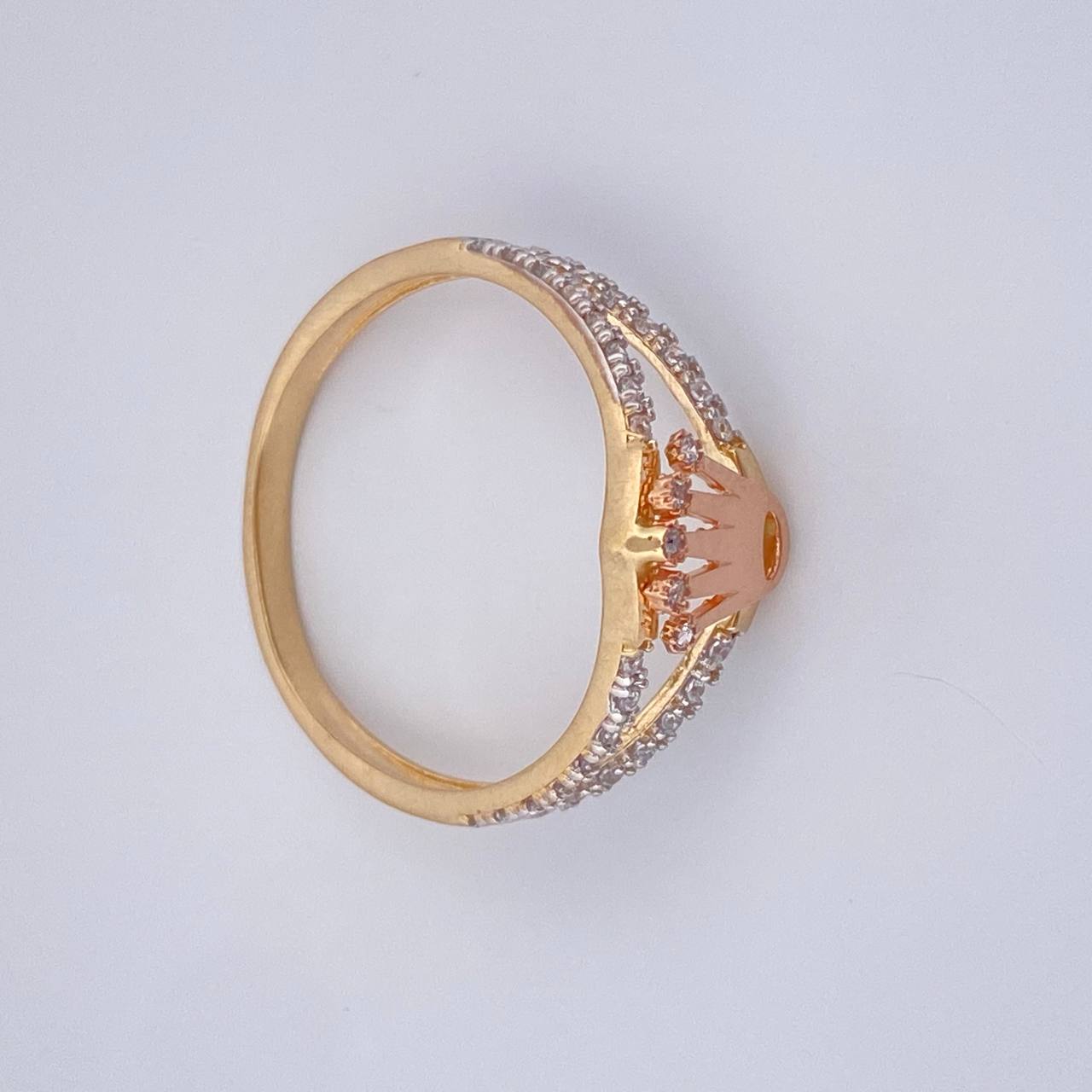 Anillo Corona RX 2.25gr / T8 / Dos Oros Blanco Rosa 18K &