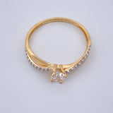Anillo Solitario Cruzado 1.8gr / T7 1/4 / Dos Oros Amarillo Blanco 18K &