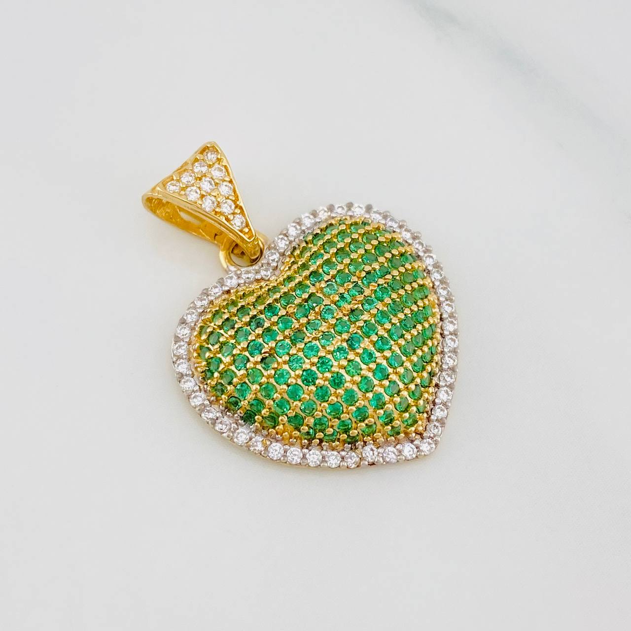 Dije Corazón Tupido 3.5g / 2.5cm Dos Oros Amarillo Blanco 18K