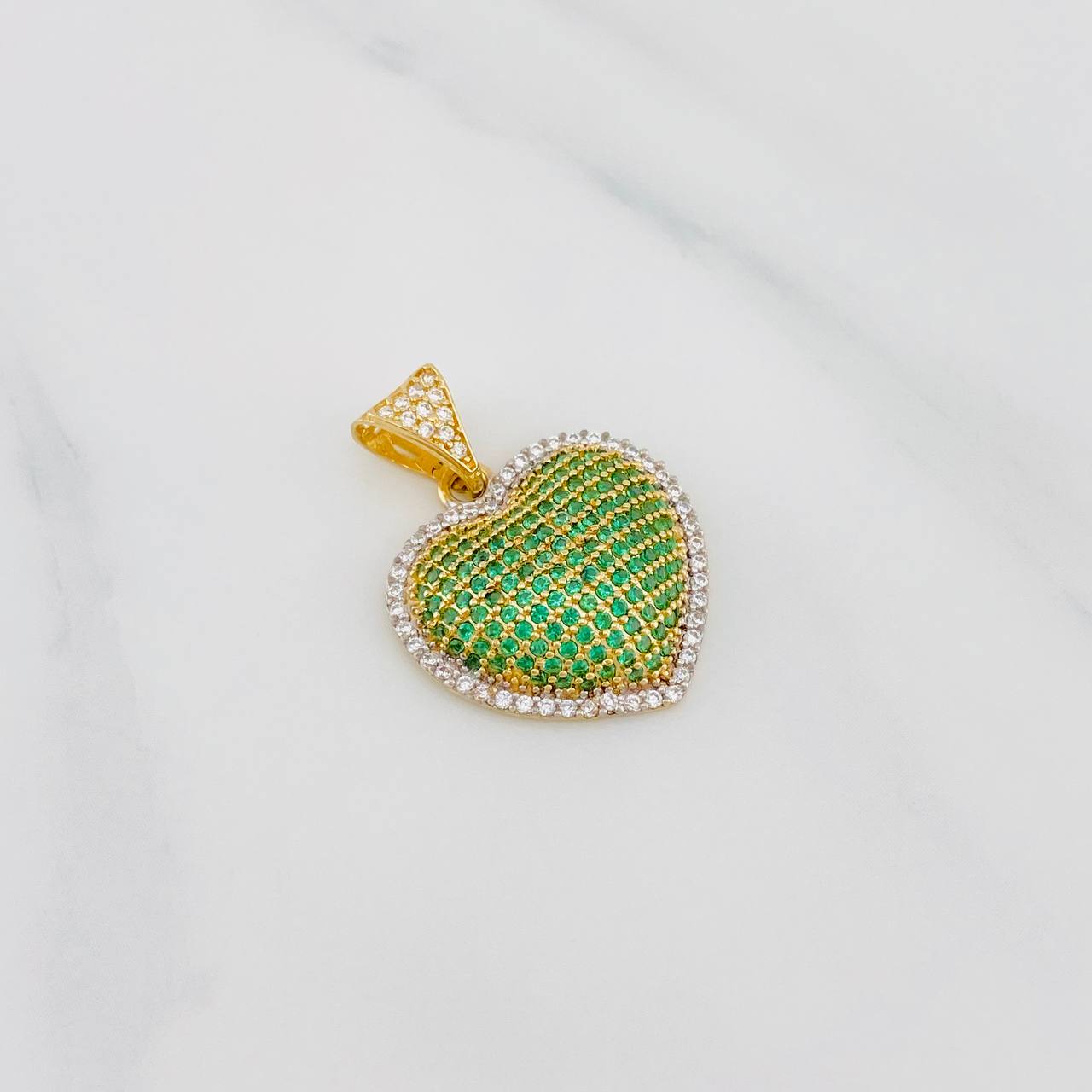 Dije Corazón Tupido 3.5g / 2.5cm Dos Oros Amarillo Blanco 18K