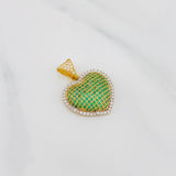 Dije Corazón Tupido 3.5g / 2.5cm Dos Oros Amarillo Blanco 18K