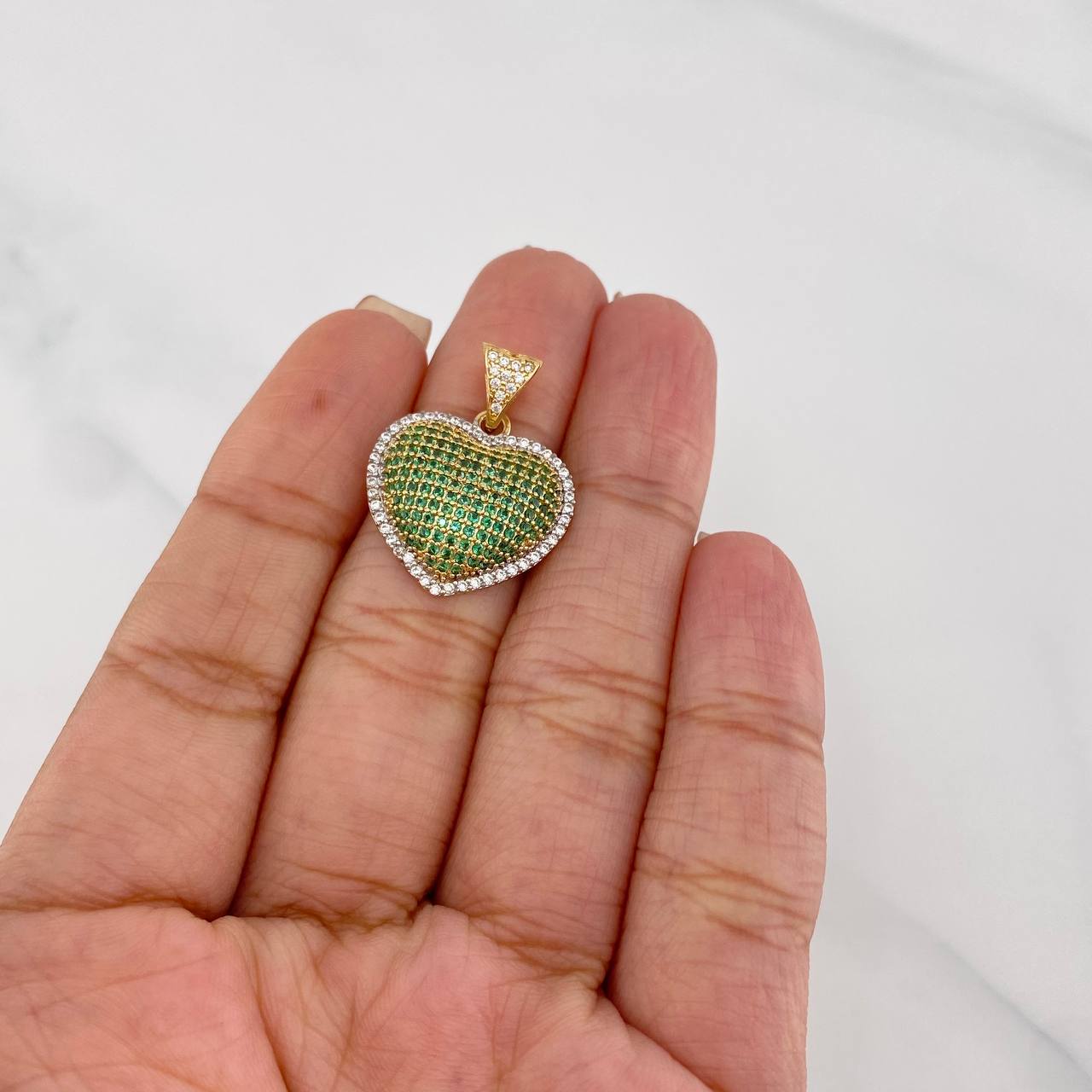 Dije Corazón Tupido 3.5g / 2.5cm Dos Oros Amarillo Blanco 18K