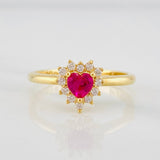 Anillo Halo Corazón 2.55g / T6 Oro Amarillo 18K