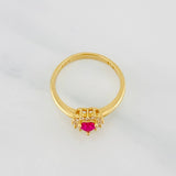 Anillo Halo Corazón 2.55g / T6 Oro Amarillo 18K