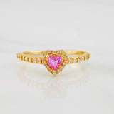 Anillo Halo Corazón 2g / T7 Oro Amarillo 18K