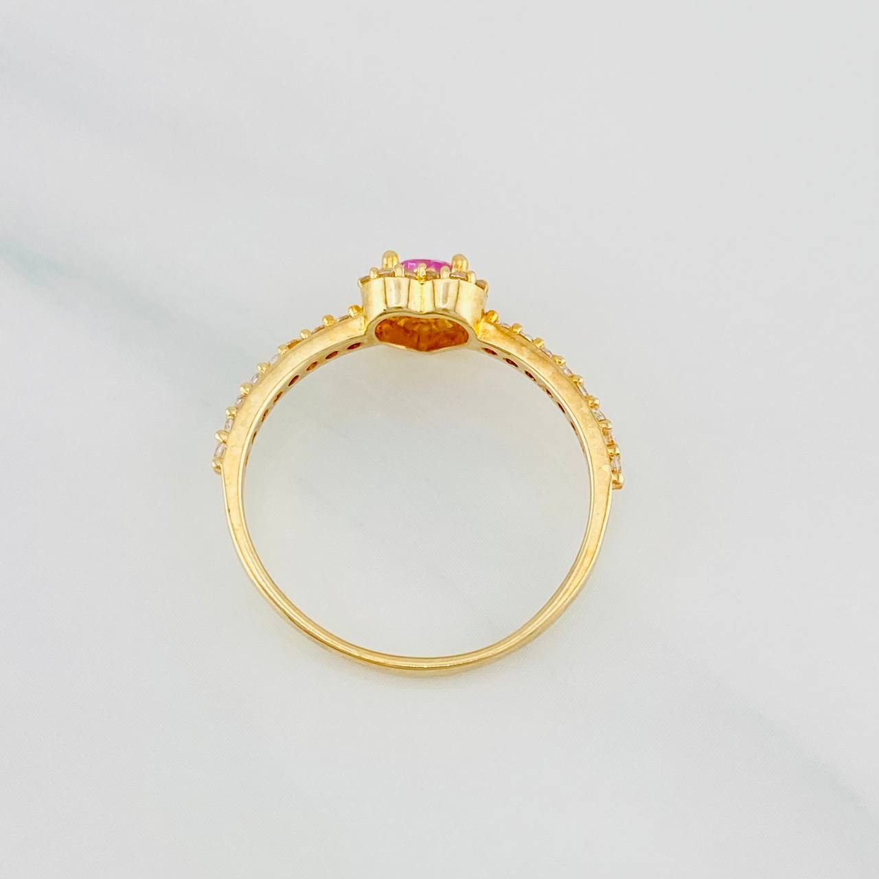 Anillo Halo Corazón 2g / T7 Oro Amarillo 18K