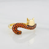 Anillo Gato 2g / T5 3/4 Dos Oros Negro Amarillo 18K