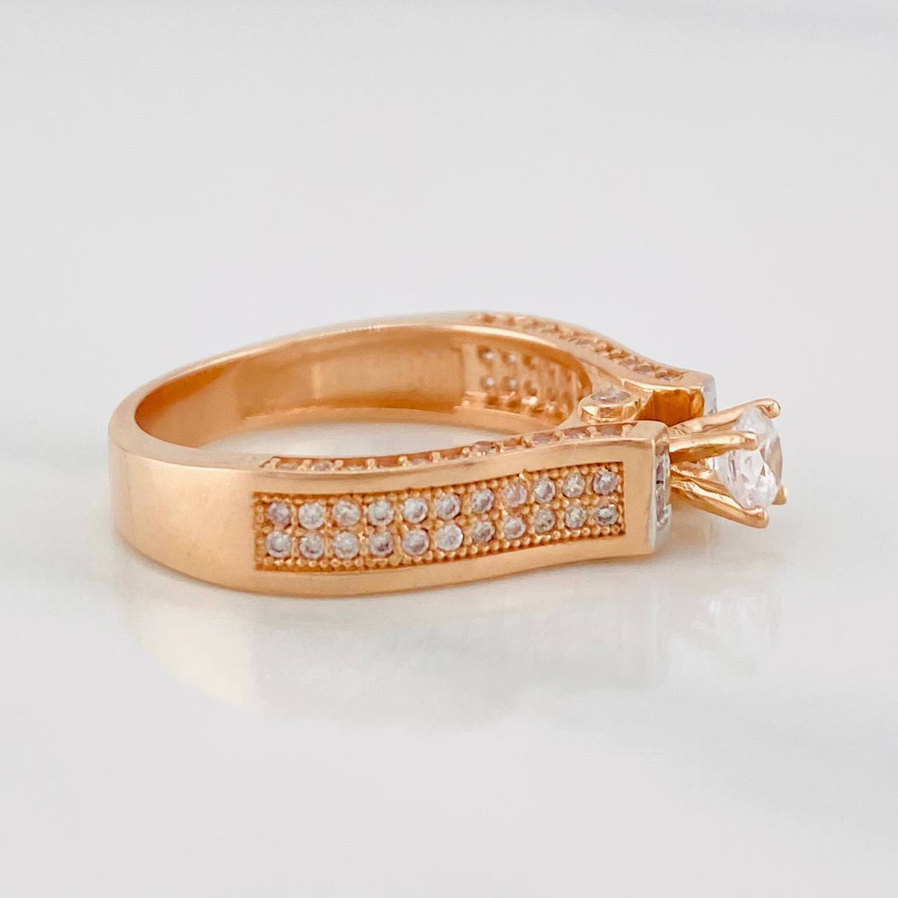 Anillo Solitario Puente 4.8g / T7 1/4 Dos Oros Blanco Rosa 18K