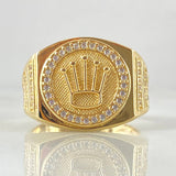 Anillo Radial Corona Texturizada 8.9gr / T6 1/2 / Oro 18K *