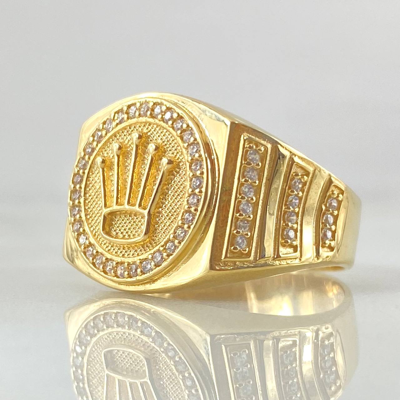 Anillo Radial Corona Texturizada 8.9gr / T6 1/2 / Oro 18K *