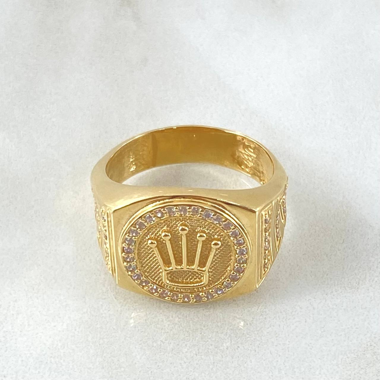 Anillo Radial Corona Texturizada 8.45gr / T7 1/4 / Oro Amarillo 18K *