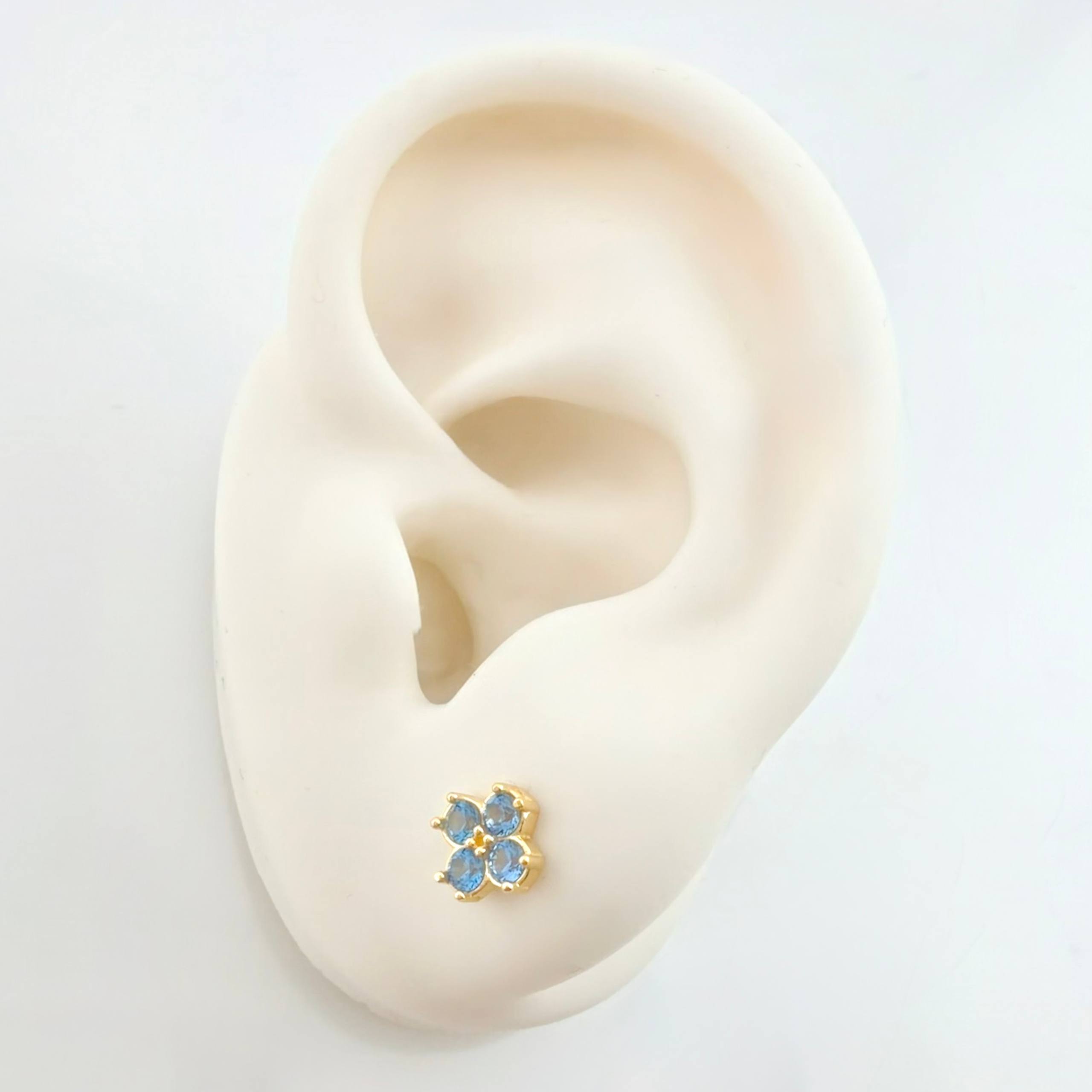 Topos Flor Trebol 1.65gr / 6mm Oro Amarillo 18K