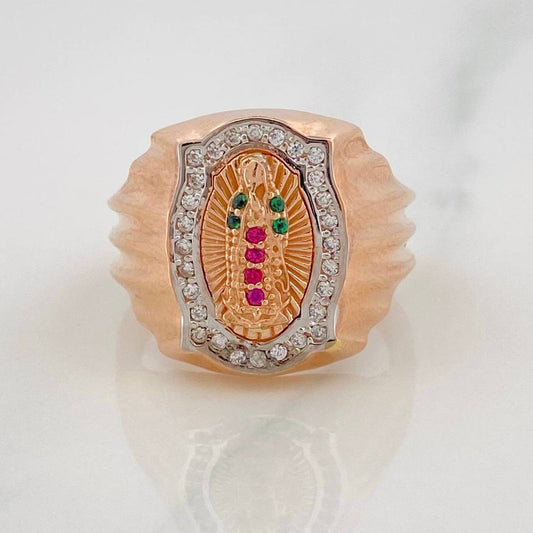 Anillo Virgen de Guadalupe 6.4g / T7 1/4 Dos Oros Blanco Rosa 18K