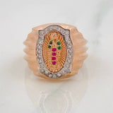 Anillo Virgen de Guadalupe 6.4g / T7 1/4 Dos Oros Blanco Rosa 18K