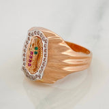 Anillo Virgen de Guadalupe 6.4g / T7 1/4 Dos Oros Blanco Rosa 18K