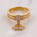 Anillo Corona 3.9g / T5 3/4 Dos Oros Amarillo Blanco 18K