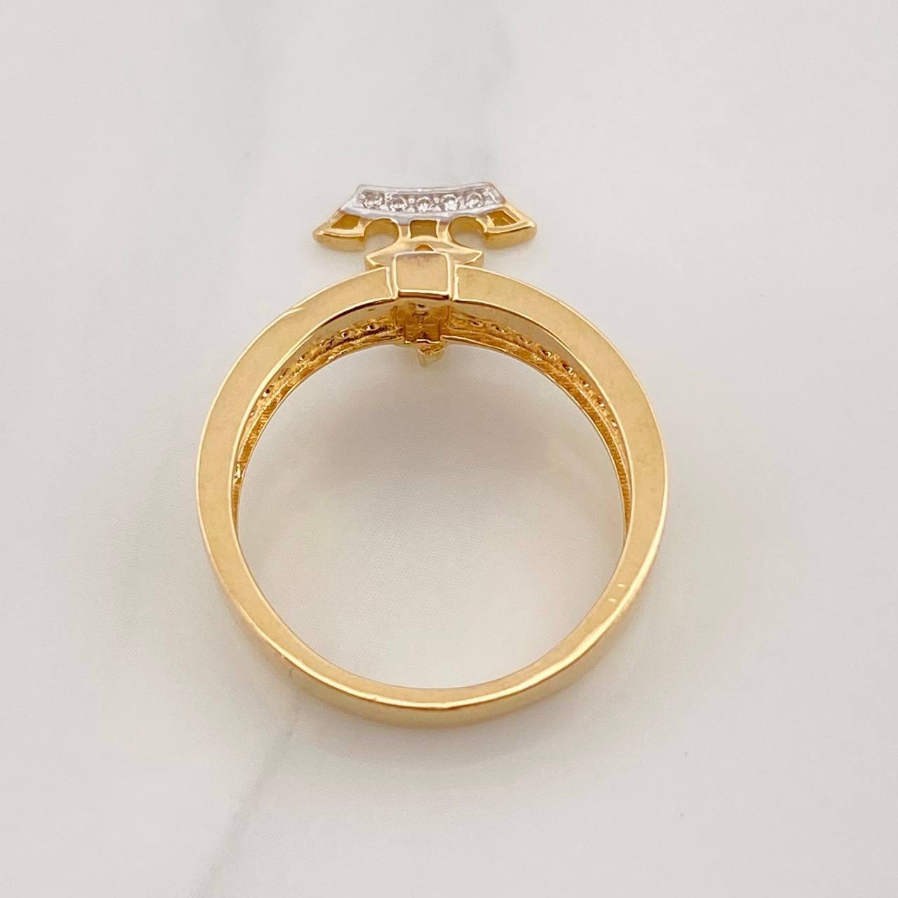 Anillo Corona 3.9g / T5 3/4 Dos Oros Amarillo Blanco 18K