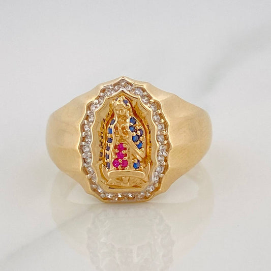 Anillo Virgen de Guadalupe 4.7g / T7 1/2 Dos Oros Amarillo Blanco 18K