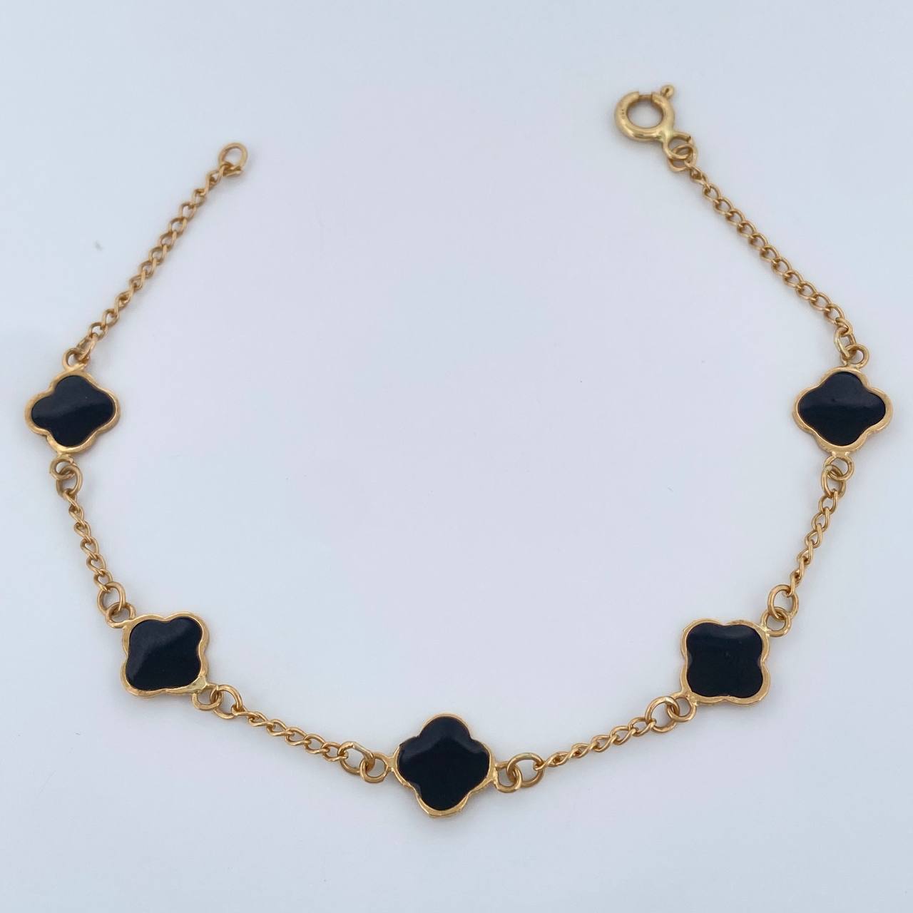 Pulso Trebol Aro Seguido 2.6gr / 17.7cm / 1.43mm Oro Amarillo 18K &
