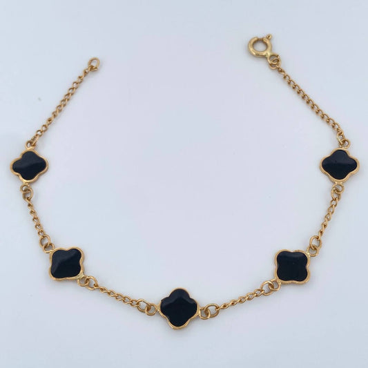 Pulso Trebol Aro Seguido 2.6gr / 17.7cm / 1.43mm Oro Amarillo 18K &