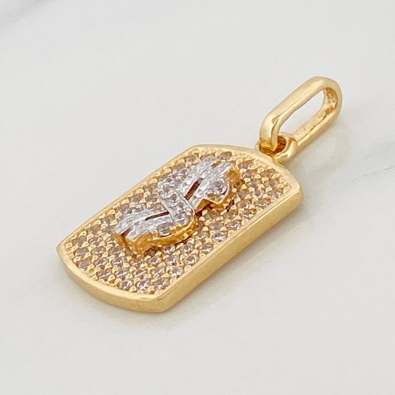 Dije Signo Peso 2.5g / 2.2cm Dos Oros Amarillo Blanco 18K