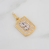 Dije Signo Peso 2.5g / 2.2cm Dos Oros Amarillo Blanco 18K