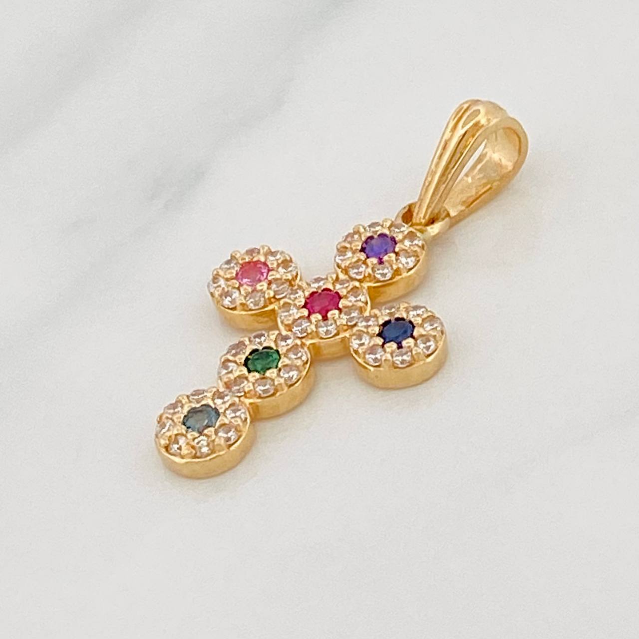 Dije Cruz Tupida 1.55g / 2.4cm Tres Oros 18K