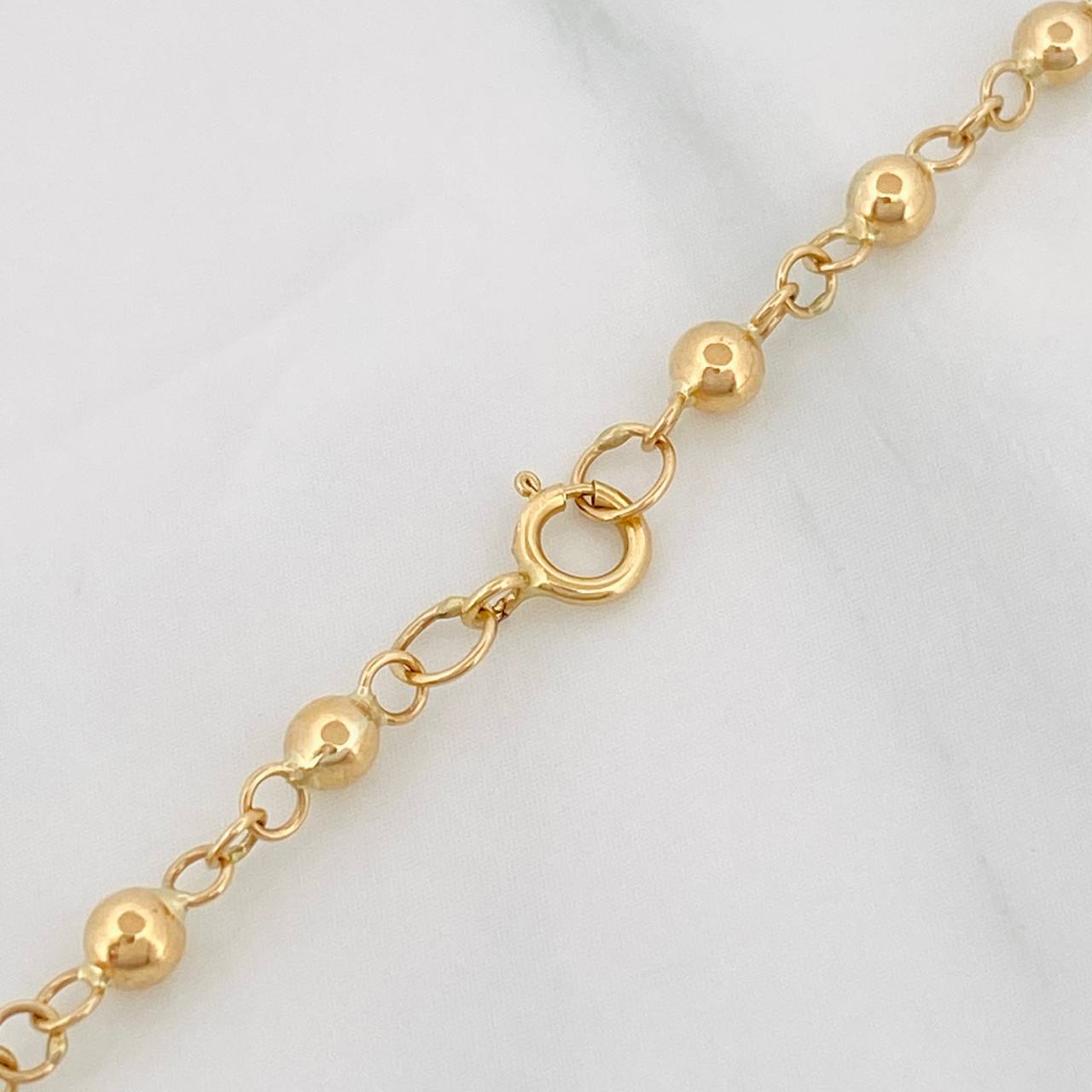 Rosario Virgen Milagrosa Cruz Cristo 6.25g / 50 cm / 3mm Oro Amarillo 18K