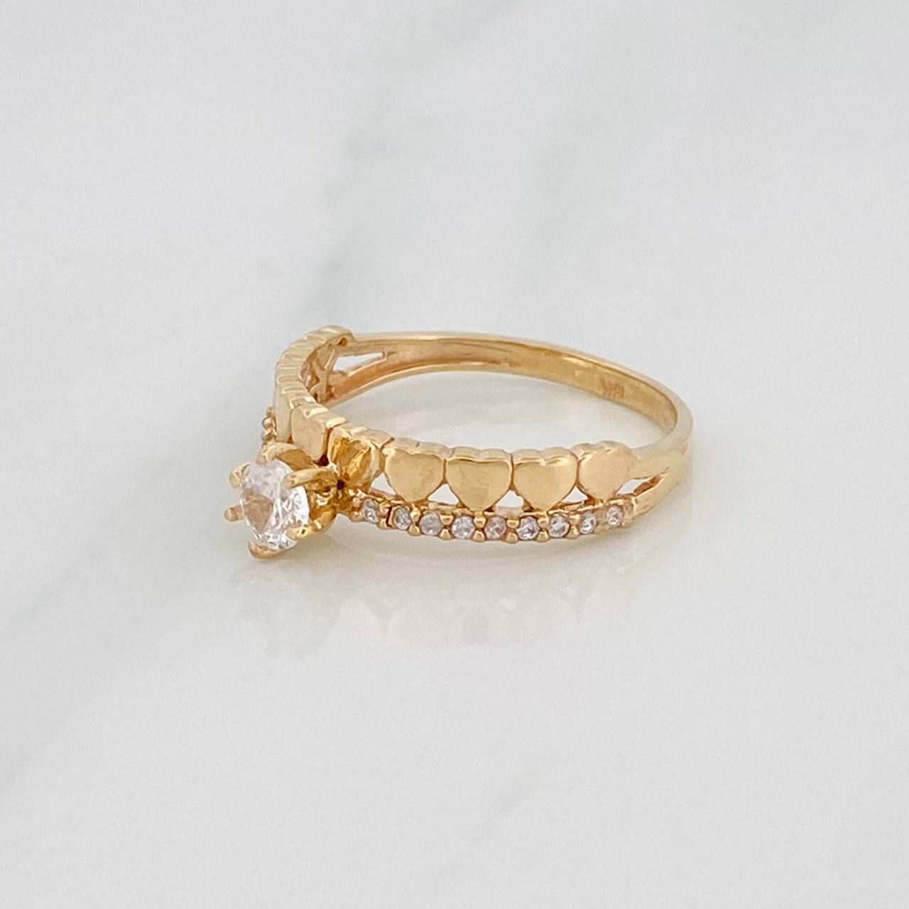Anillo Churumbela Corazones 2.35g / T6 Oro Amarillo 18K