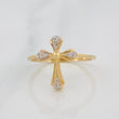 Anillo Cruz 1.9g / T6 3/4 Dos Oros Amarillo Blanco 18K