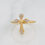 Anillo Cruz 1.9g / T6 3/4 Dos Oros Amarillo Blanco 18K