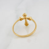 Anillo Cruz 1.9g / T6 3/4 Dos Oros Amarillo Blanco 18K