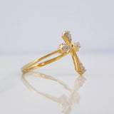 Anillo Cruz 1.9g / T6 3/4 Dos Oros Amarillo Blanco 18K
