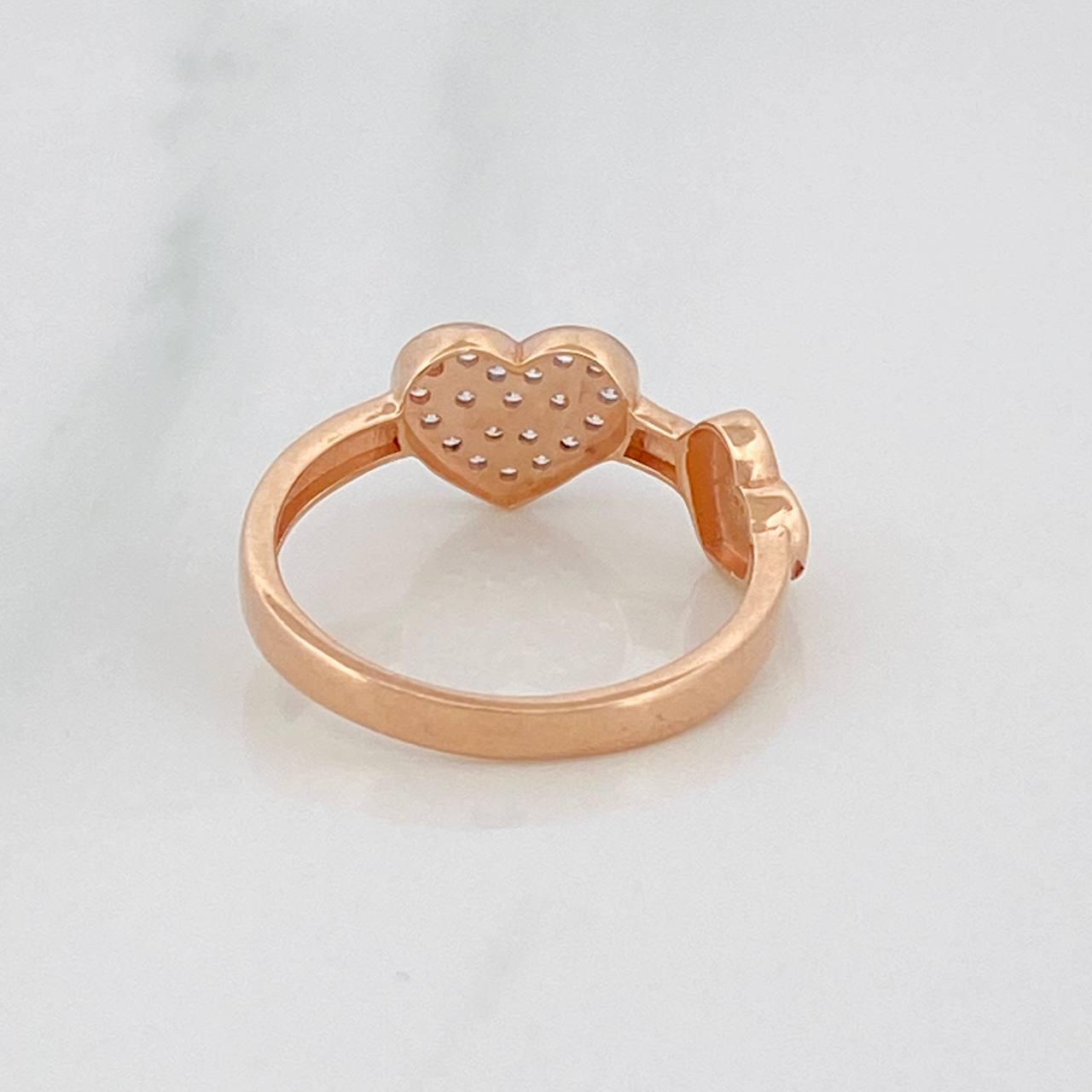 Anillo Corazones 1.95g / T4 1/4 Dos Oros Blanco Rosa 18K