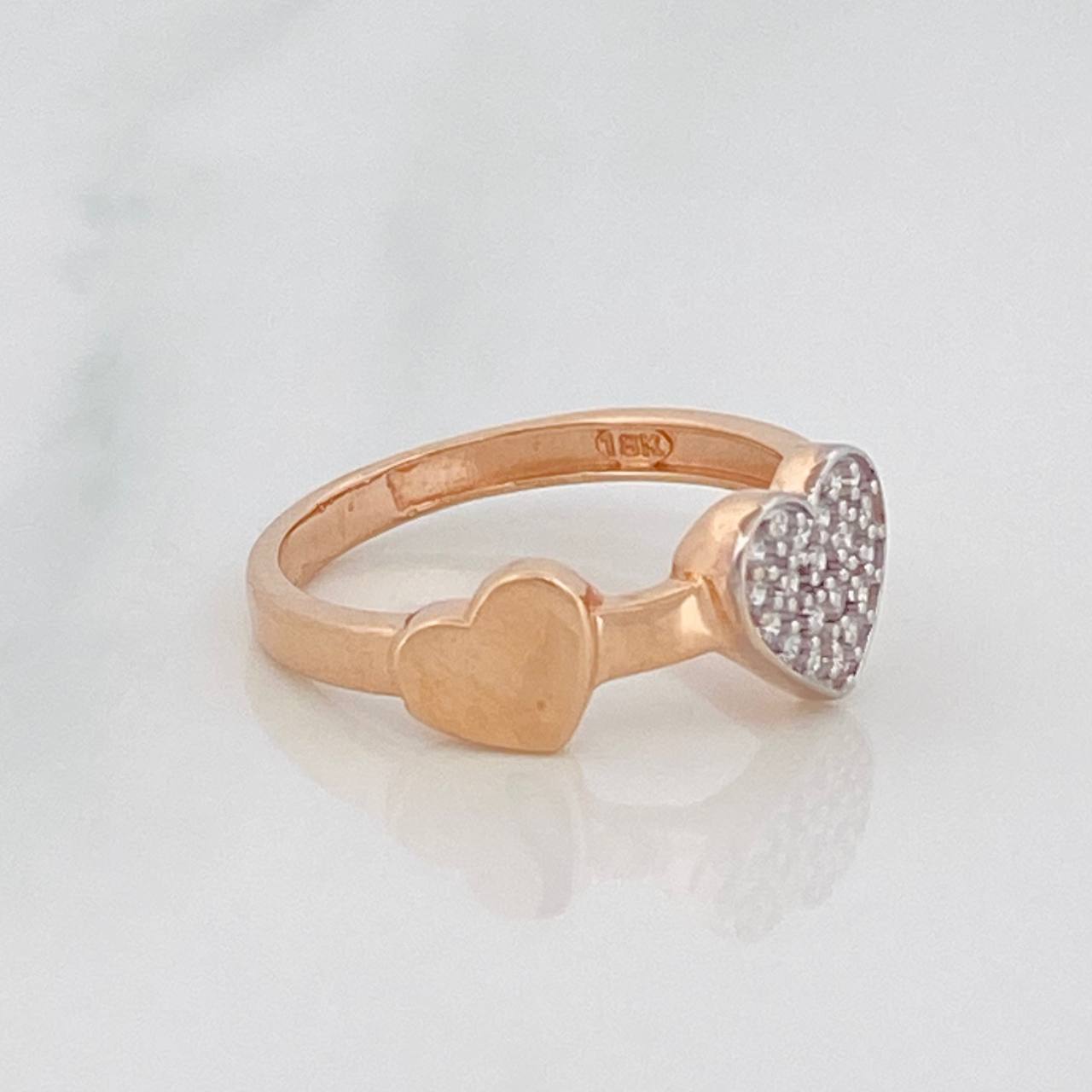 Anillo Corazones 1.95g / T4 1/4 Dos Oros Blanco Rosa 18K