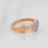 Anillo Corazones 1.95g / T4 1/4 Dos Oros Blanco Rosa 18K
