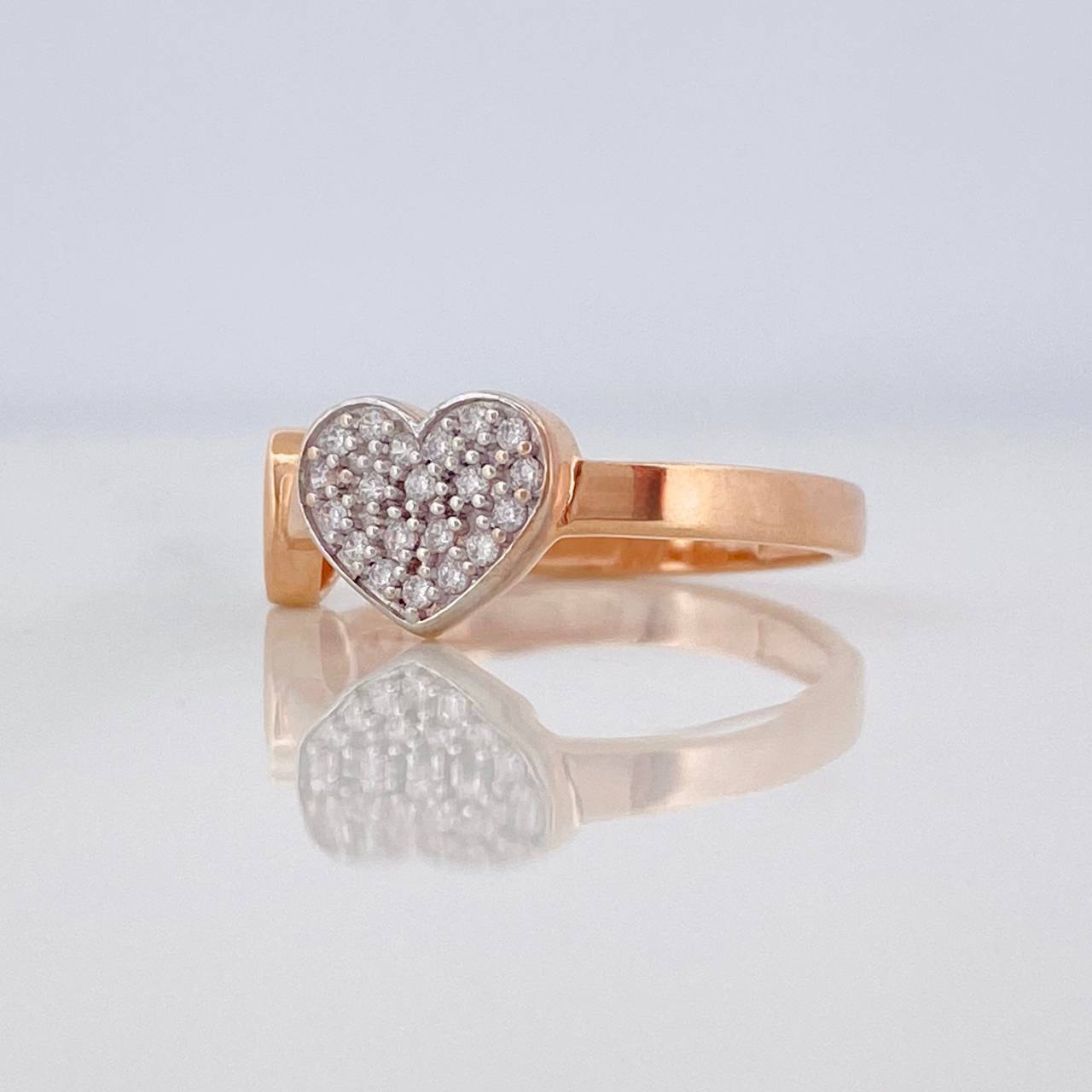 Anillo Corazones 1.95g / T4 1/4 Dos Oros Blanco Rosa 18K