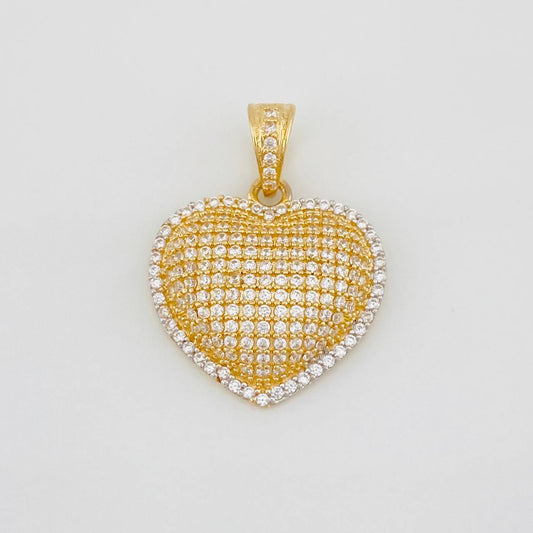 Dije Corazon Tupido 3.4g / 2.05cm Dos Oros Amarillo Blanco 18K