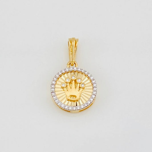 Dije Corona 1.75g / 2cm Dos Oros Amarillo Blanco 18K