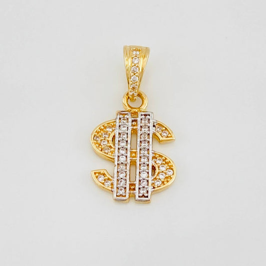 Dije Signo Peso 2.1g / 2.03cm Dos Oros Amarillo Blanco 18K