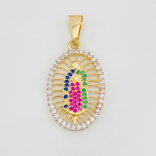 Dije Virgen de Guadalupe 2.55g / 3.06cm Dos Oros Amarillo Blanco 18K