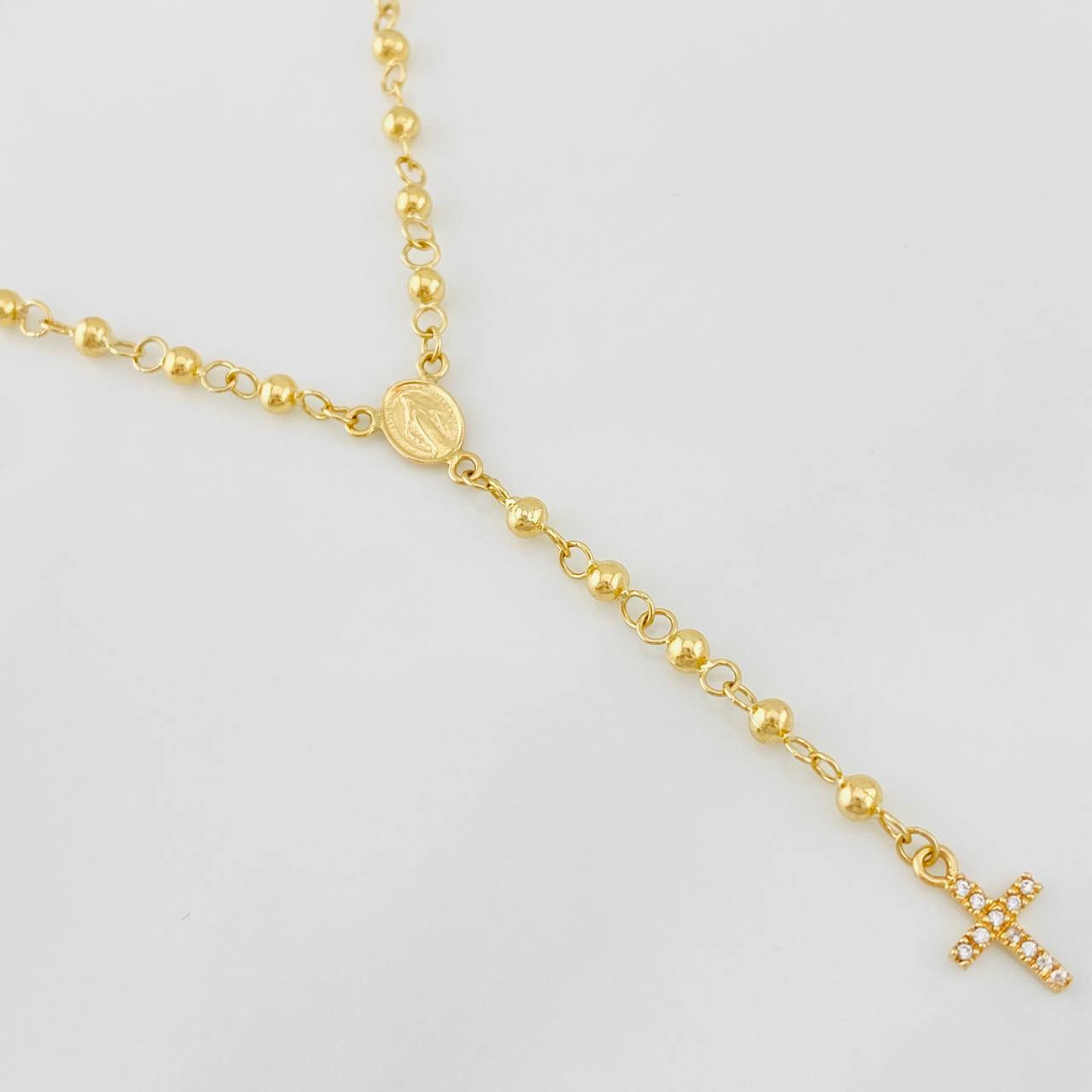 Rosario Virgen Milagrosa Cruz 7.25g / 45cm / 4mm-3mm Oro Amarillo 18K