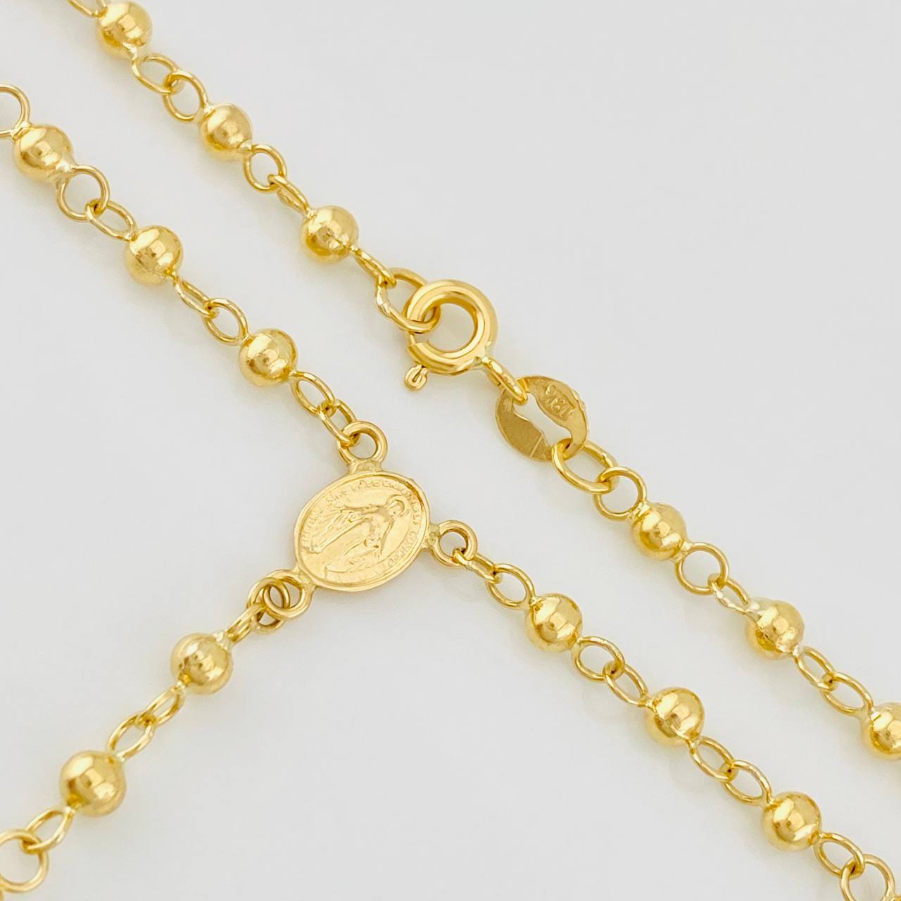 Rosario Virgen Milagrosa Cruz 7.25g / 45cm / 4mm-3mm Oro Amarillo 18K
