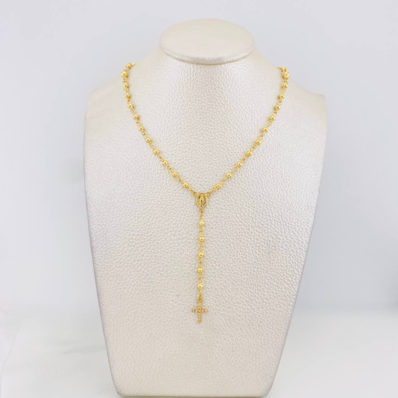 Rosario Virgen Milagrosa Cruz 7.25g / 45cm / 4mm-3mm Oro Amarillo 18K
