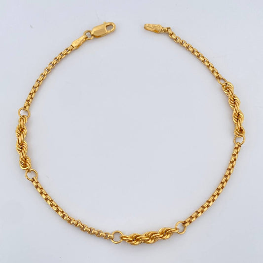 Pulso Lazo Veneciana 2.4gr / 19cm / 2mm Oro Amarillo +3 18K $