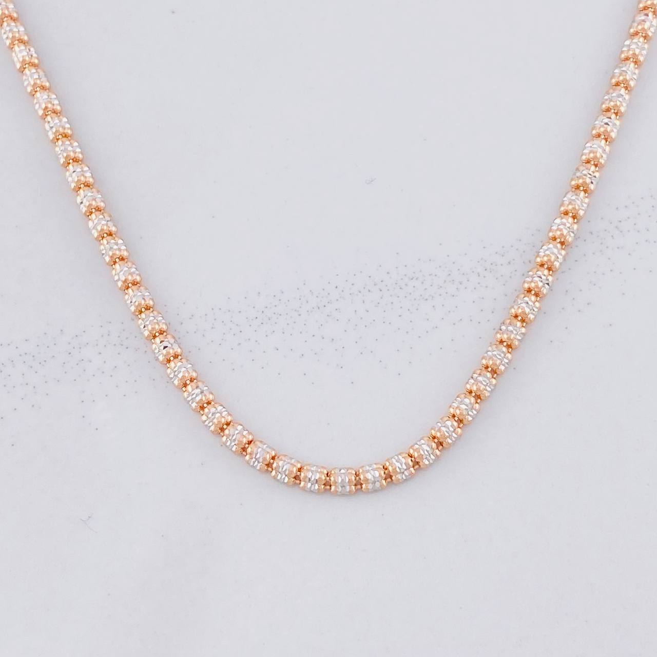 Cadena Ice 9.75g / 50cm / 2.4mm Dos Oros Blanco Rosa 18K