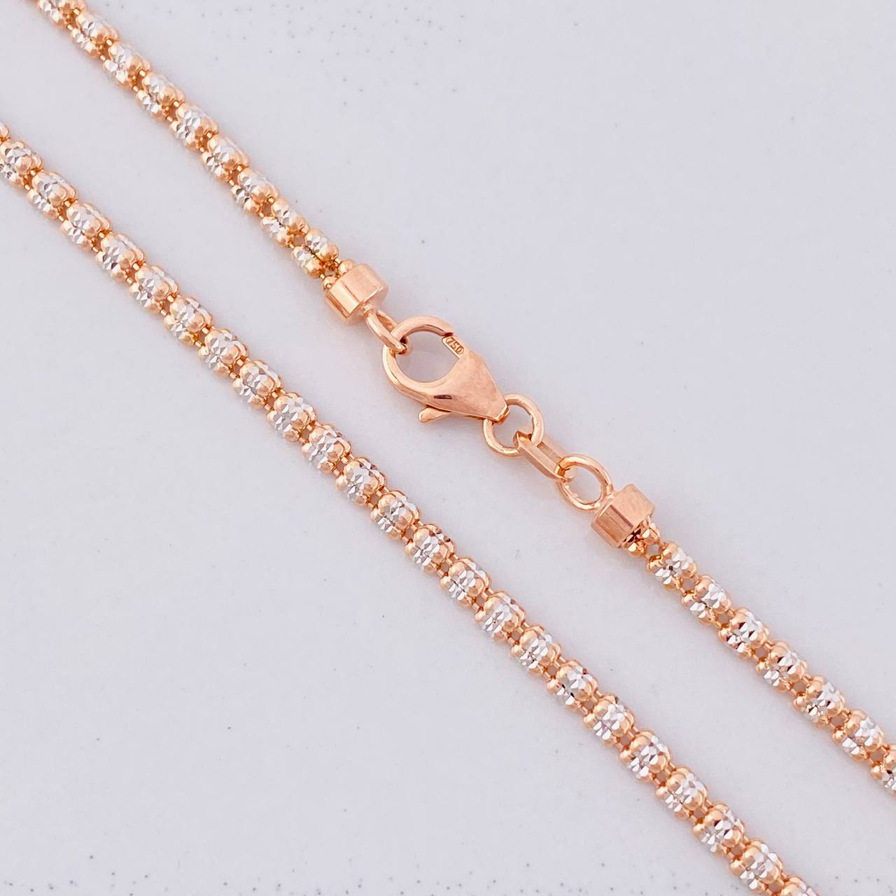 Cadena Ice 9.9g / 50cm / 2.4mm Dos Oros Blanco Rosa 18K